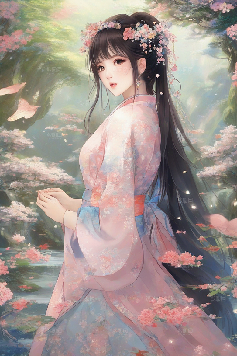 魅力女子独步绚丽背景的绝佳场景