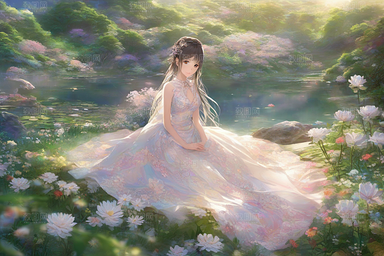 魅力女子独步绚丽背景的绝佳场景