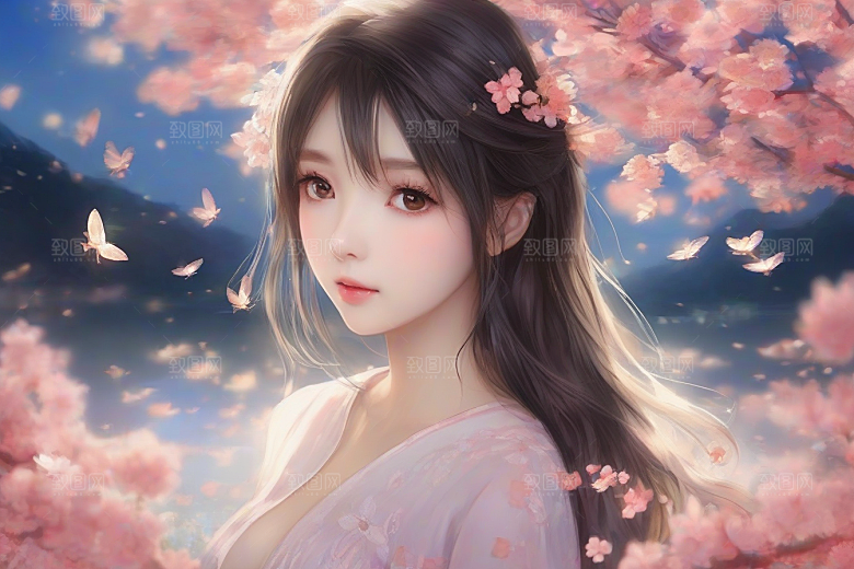 魅力女子独步绚丽背景的绝佳场景