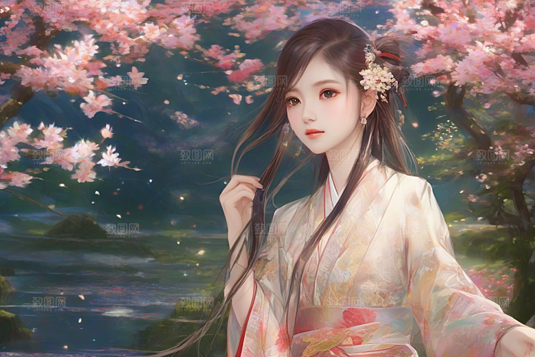 魅力女子独步绚丽背景的绝佳场景