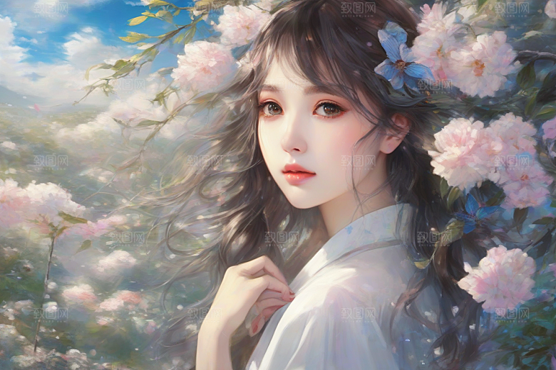 魅力女子独步绚丽背景的绝佳场景