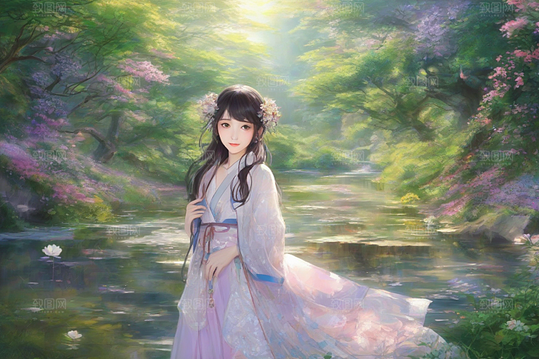 美艳女子与绝美背景的完美画面