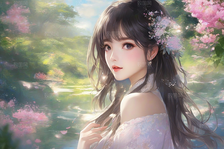 美艳女子与绝美背景的完美画面