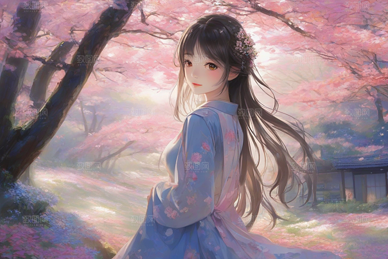 美艳女子与绝美背景的完美画面
