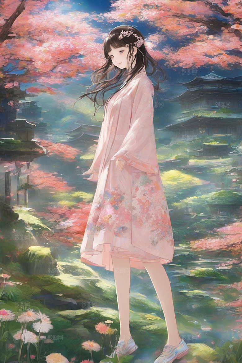 美艳女子与绝美背景的完美画面