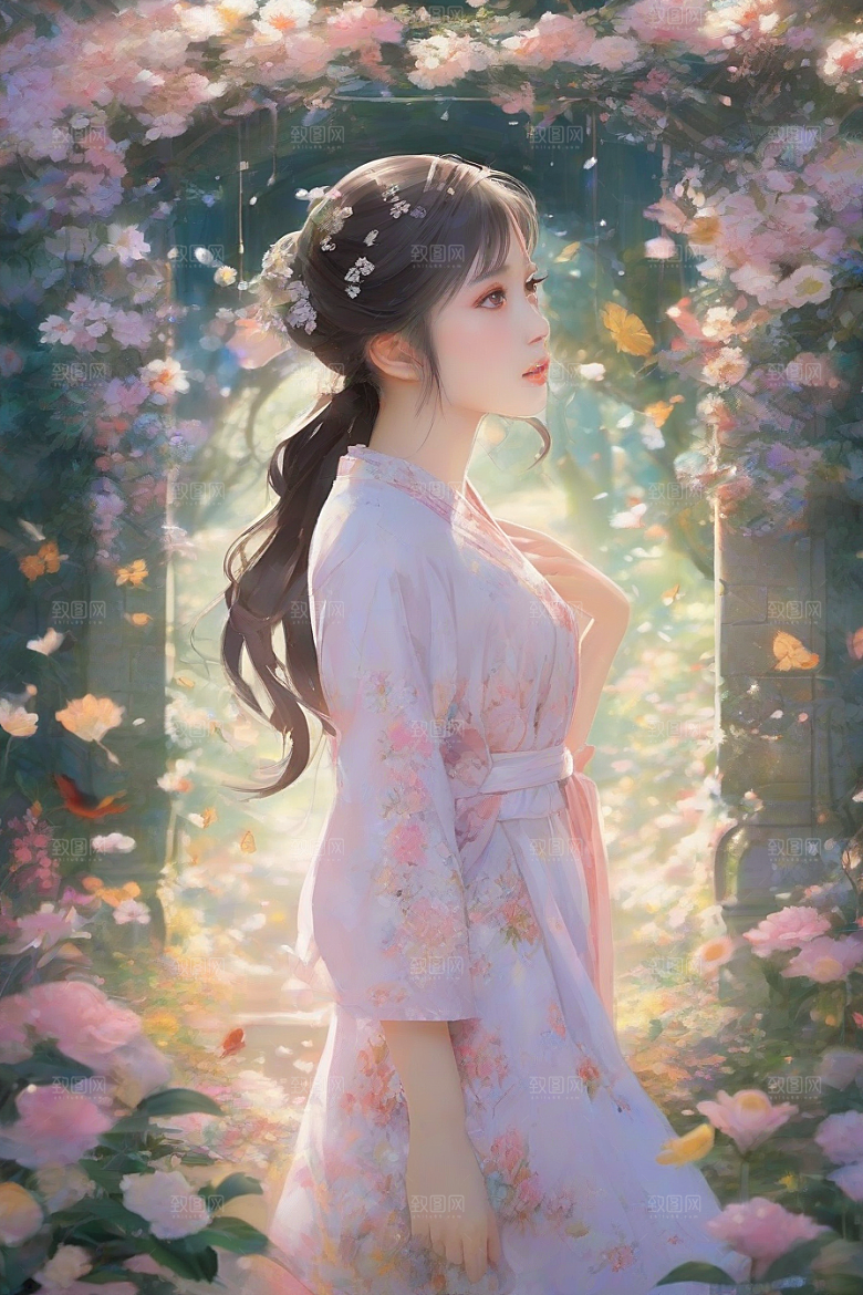美艳女子与绝美背景的完美画面