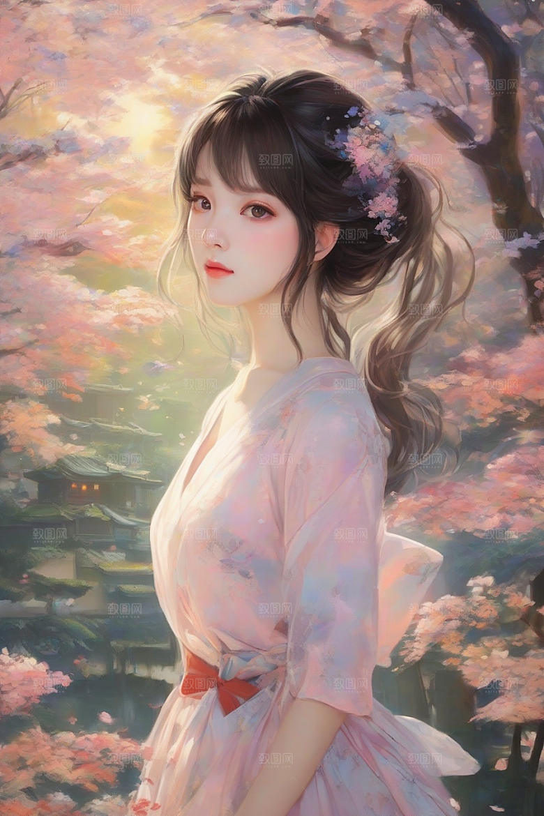 美艳女子与绝美背景的完美画面