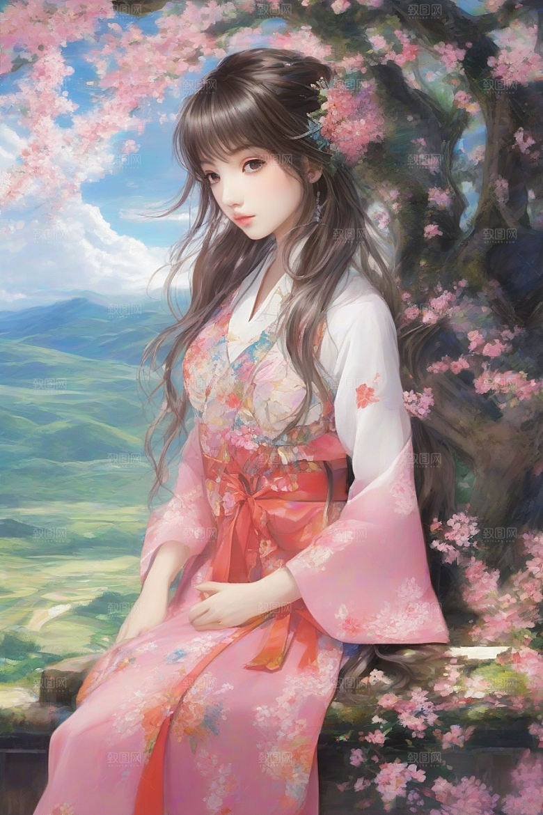 美艳女子与绝美背景的完美画面