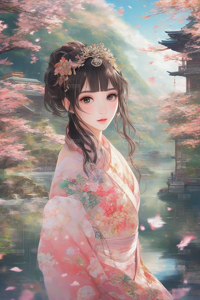 美艳女子与绝美背景的完美画面