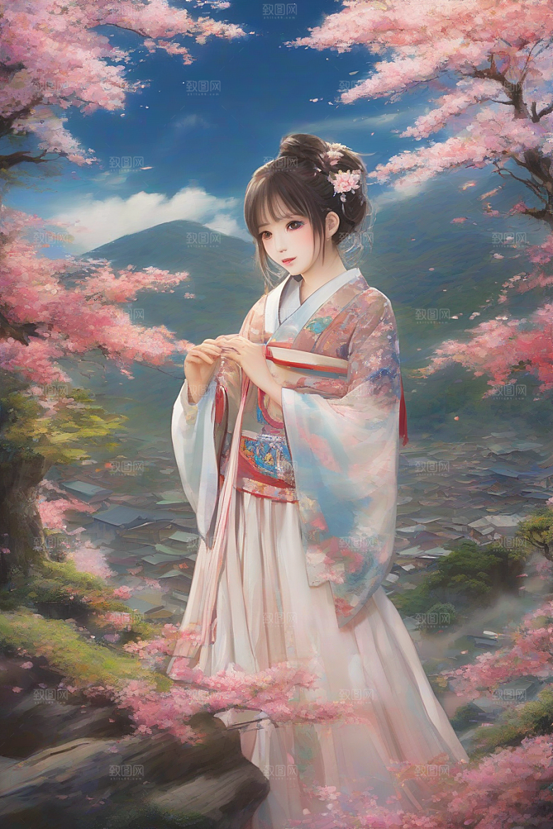 美艳女子与绝美背景的完美画面