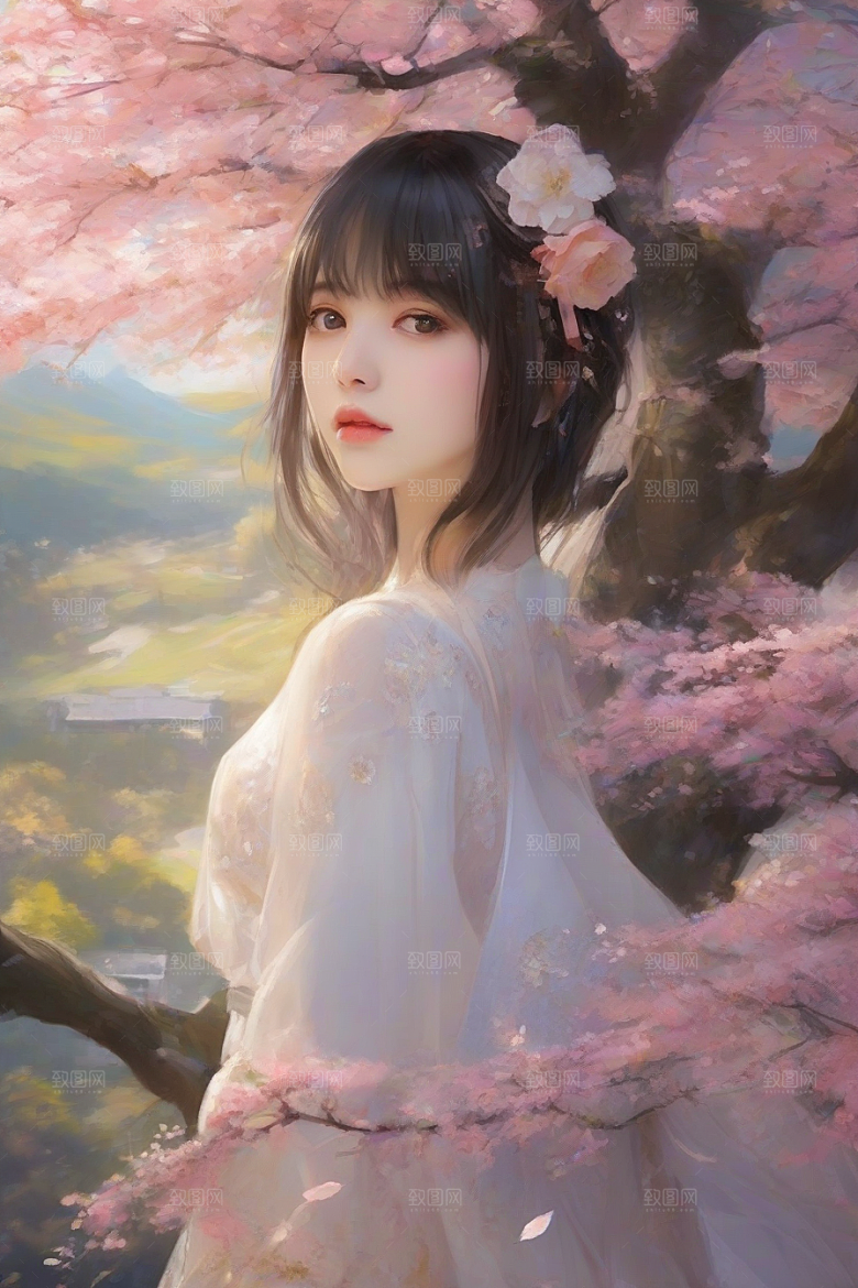 美艳女子与绝美背景的完美画面