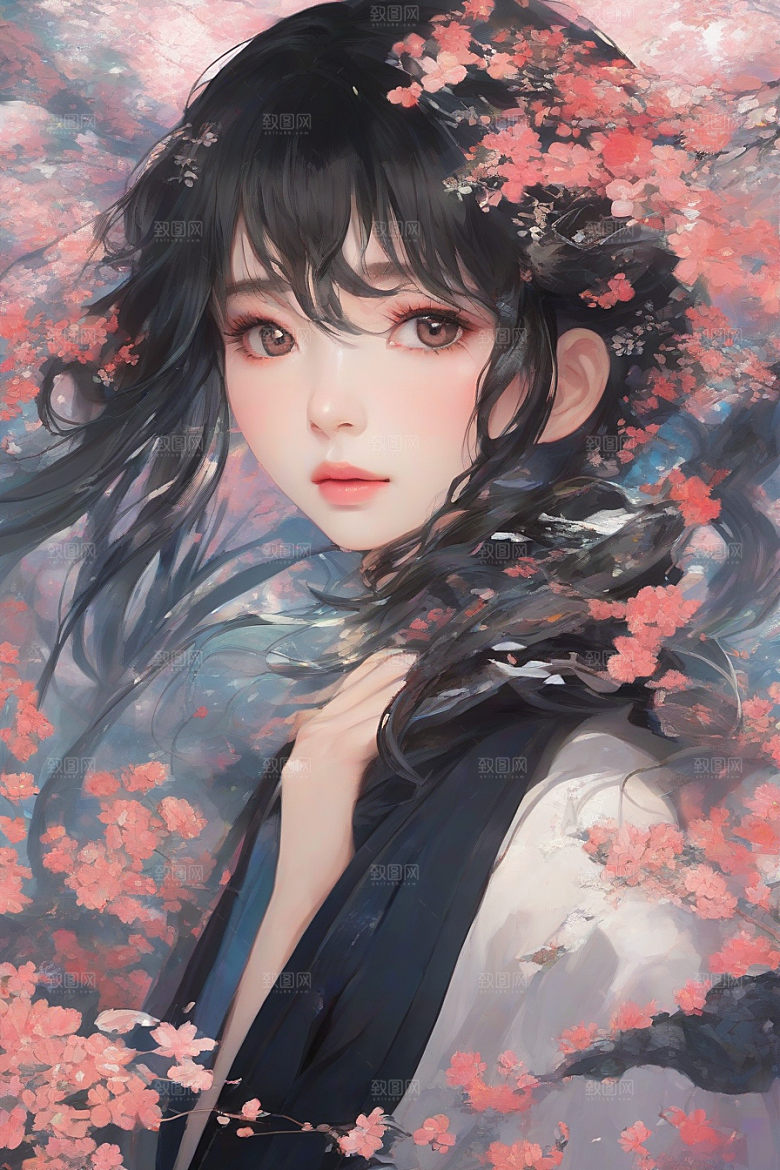 迷人少女独享绚丽背景的华美时刻