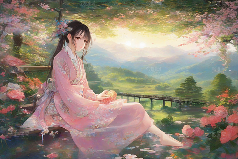美丽女子与绚丽背景的绝妙组合