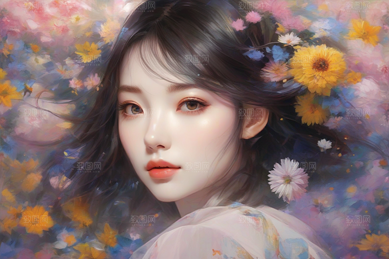 美丽女子与绚丽背景的绝妙组合