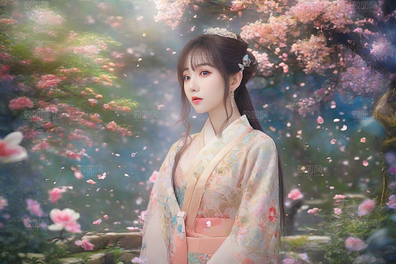 美丽女子与绚丽背景的绝妙组合