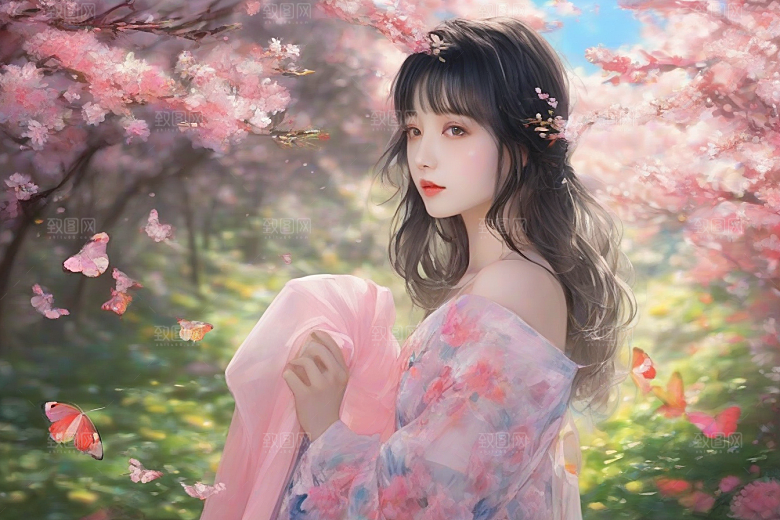 美丽女子与绚丽背景的绝妙组合