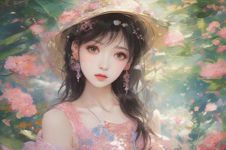 绝美少女与绚烂背景的完美融合