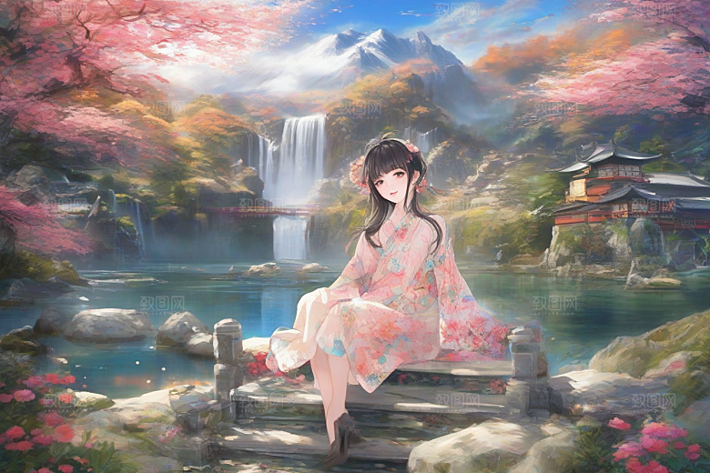 绝美少女与绚烂背景的完美融合