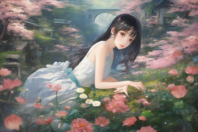绝美少女与绚烂背景的完美融合