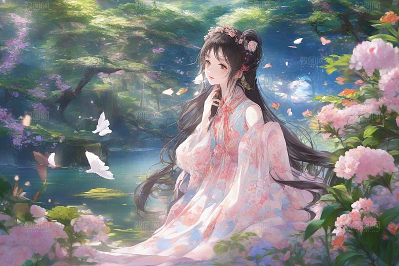 绝美少女与绚烂背景的完美融合