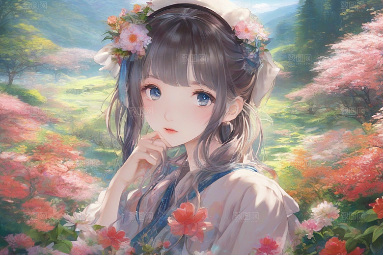 绝美少女与绚烂背景的完美融合