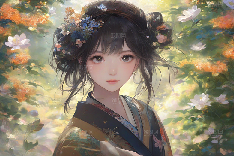 绝美少女与绚烂背景的完美融合