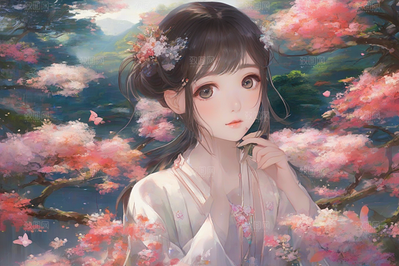 绝美少女与绚烂背景的完美融合