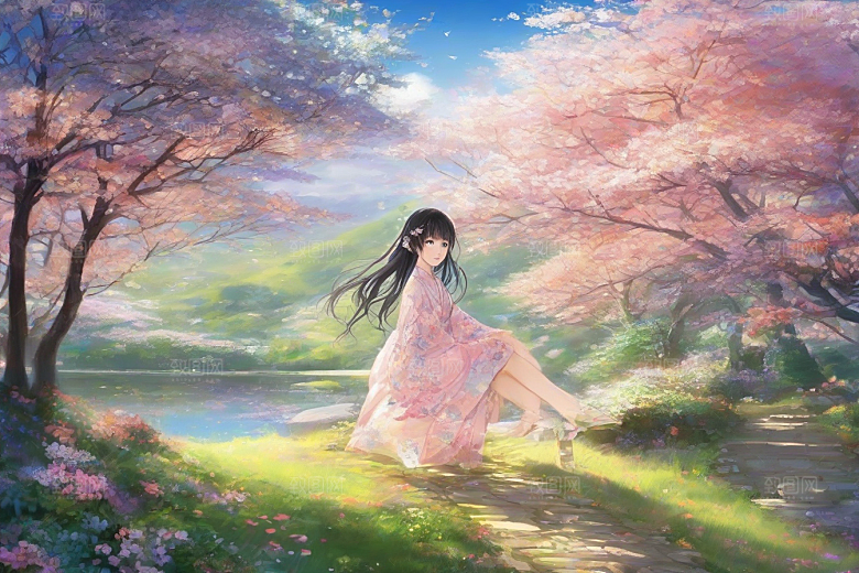 绝美少女与绚烂背景的完美融合