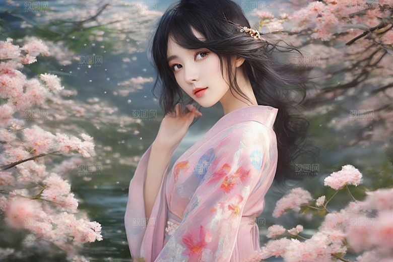 绝美少女与绚烂背景的完美融合