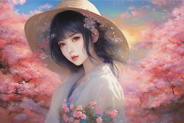 绝美少女与绚烂背景的完美融合