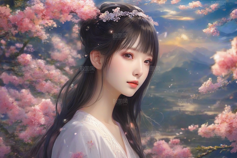 绝美少女与绚烂背景的完美融合