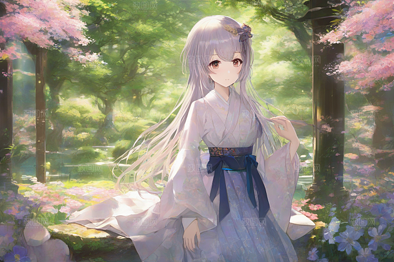 绝美少女与绚烂背景的完美融合