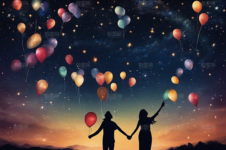 爱情之夜烟花点亮星空浪漫