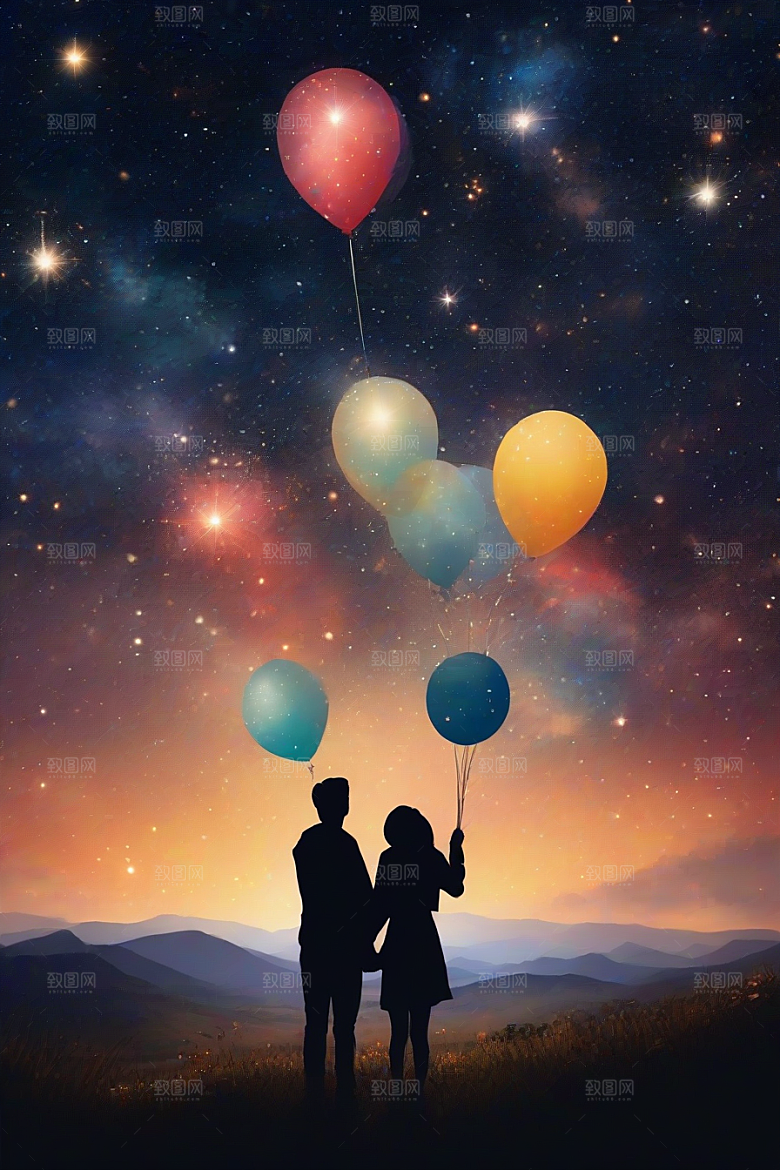 情侣共赏烟花美丽浪漫夜空