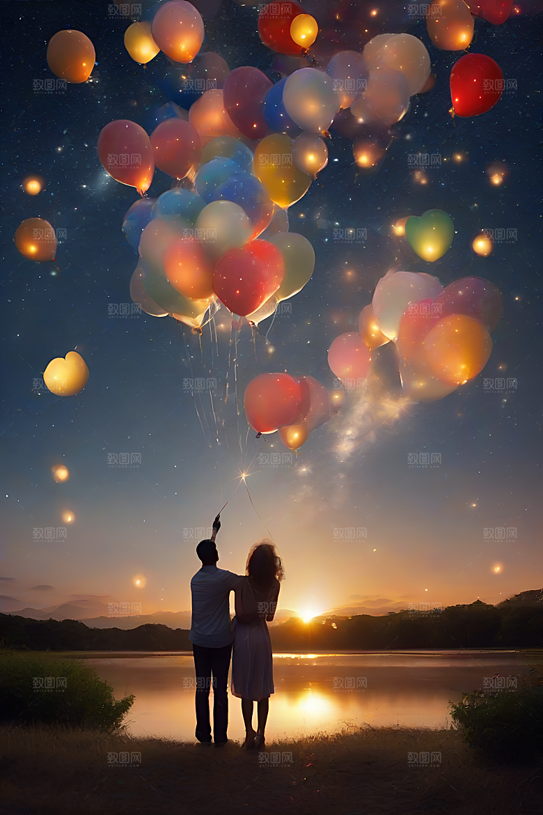 烟花绚丽夜空见证情侣爱情