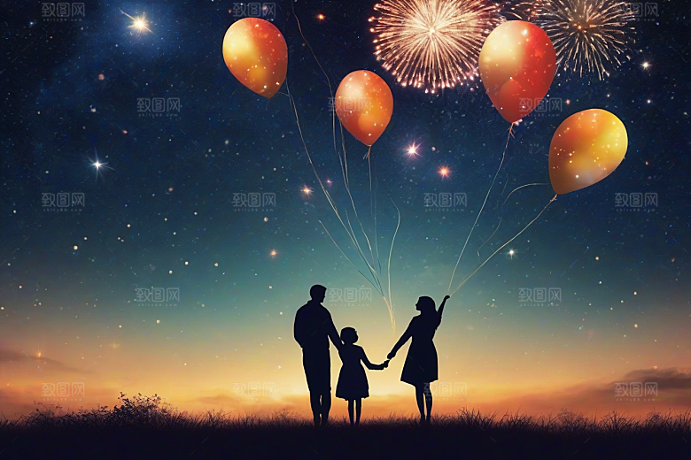 烟花绚丽夜空见证情侣爱情
