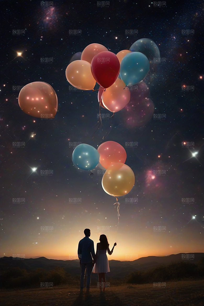 烟花绚丽夜空见证情侣爱情