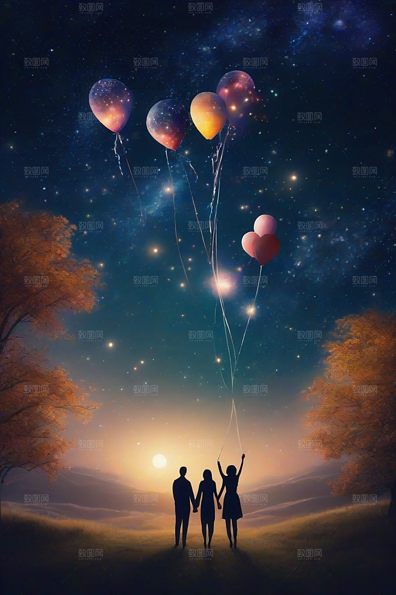 甜蜜夜晚烟花为情侣绽放