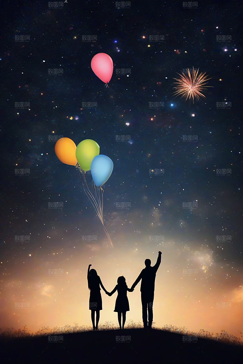 烟花灿烂浪漫夜空见证爱情