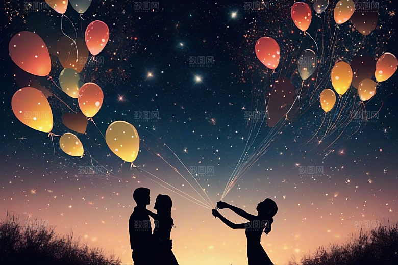 烟花点燃情侣欢度浪漫夜晚