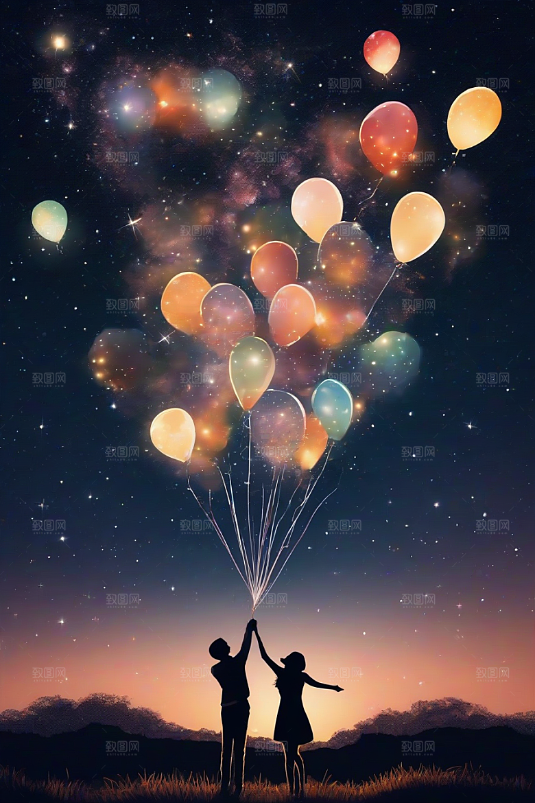 情侣眷恋烟花照亮浪漫星空