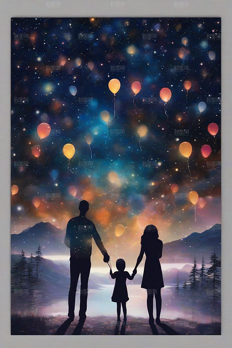 情侣手牵手浪漫星空绽放烟花