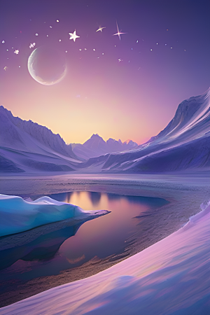 美景北极冰川的CG艺术呈现