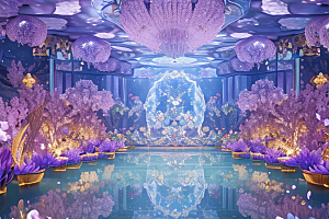 花海奇观绽放的花朵在深海中