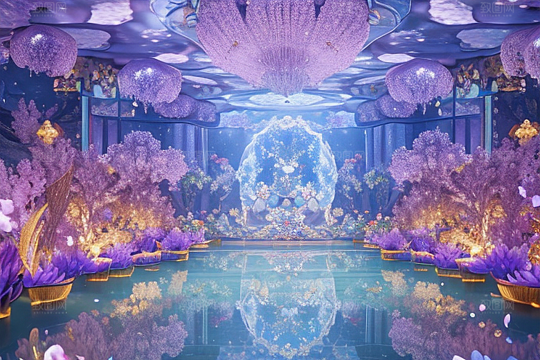 花海奇观绽放的花朵在深海中