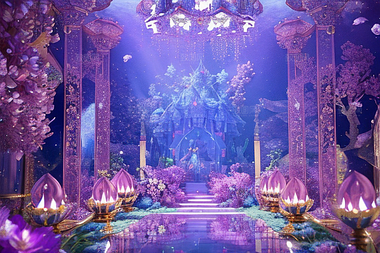 花海奇观绽放的花朵在深海中