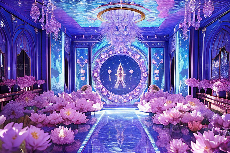 花海奇观绽放的花朵在深海中