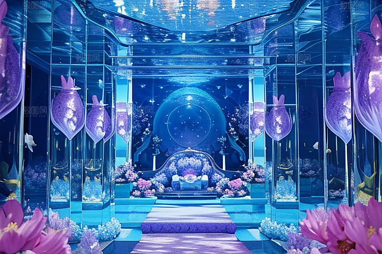 花海奇观绽放的花朵在深海中