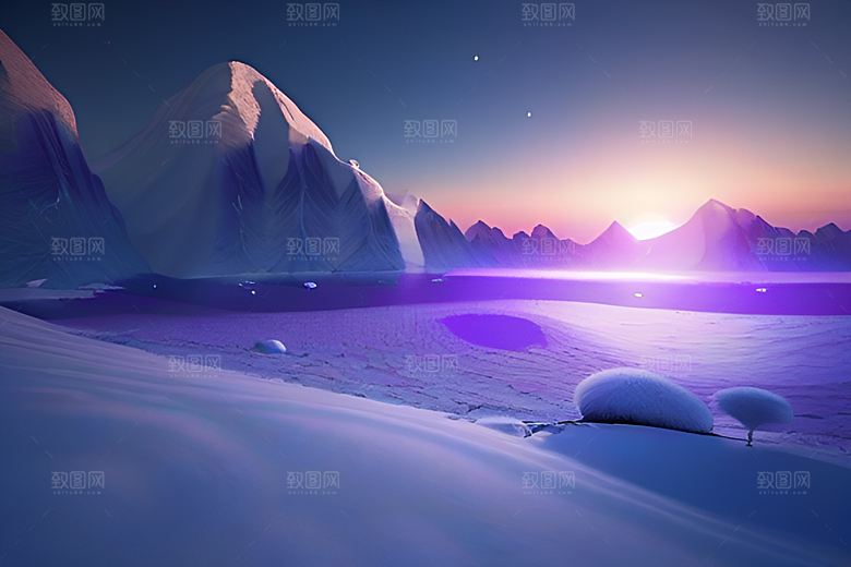 月亮星星与艺术高分辨率的CG构图作品