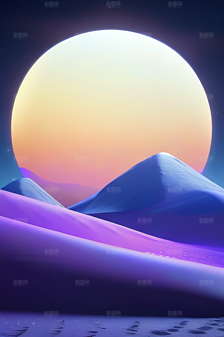 月亮星星与艺术高分辨率的CG构图作品
